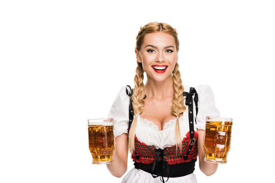 waitress with beer glasses