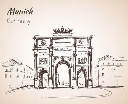 Siegestor in M&uuml;nchen. Germany. Sketch.