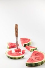 watermelon slices with knife