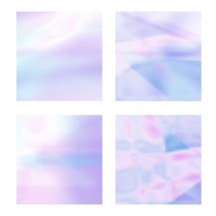 Set of abstract blurred holographic backgrounds in pastel light colors