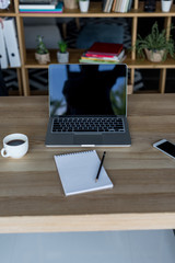 workplace with laptop computer