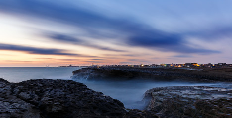The coast of the Caspian Sea at sunrise