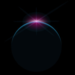 Obraz premium Star rise over planet in space