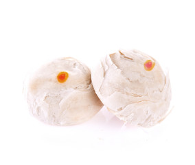 Spring Roll pastry with nuts on white background