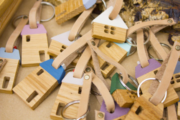 key chains wooden houses