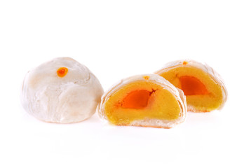 Spring Roll pastry with nuts on white background