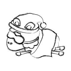 sheep animal with sleeping cap and sleep mask wrapped in a blanket blurred silhouette on white background