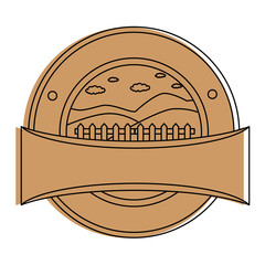 fence wooden seal stamp vector illustration design