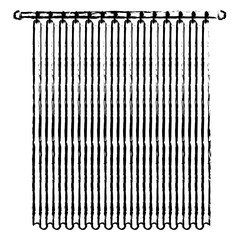 curtain of room holding in a pole blurred silhouette on white background