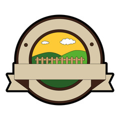 fence wooden seal stamp vector illustration design