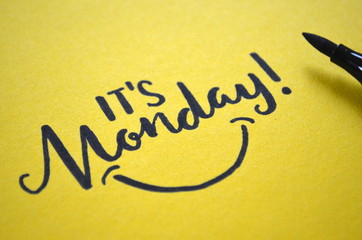 IT'S MONDAY hand lettered on yellow background