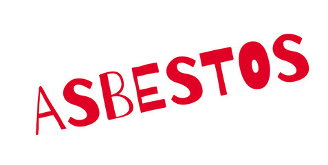 Asbestos rubber stamp. Grunge design with dust scratches. Effects can be easily removed for a clean, crisp look. Color is easily changed.
