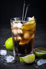 Cuba libre on dark background.