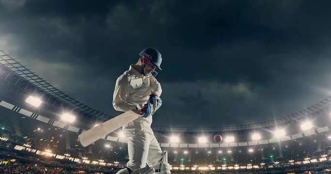 Cricket player in action