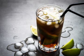 Cuba libre on dark background.