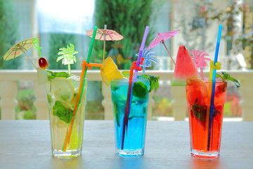 Colorful fruit cocktail.