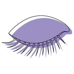 eye closed female closeup purple watercolor silhouette on white background