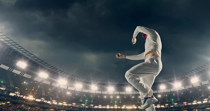 Cricket player in action