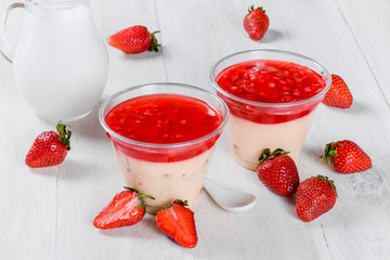 Strawberry dessert in a glass
