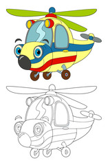 Obraz na płótnie Canvas cartoon ambulance helicopter isolated coloring page - illustration for children