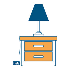 nightstand with lamp color section silhouette on white background