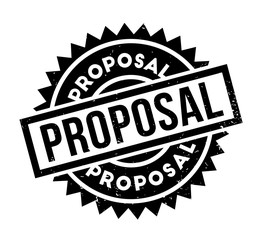Proposal rubber stamp. Grunge design with dust scratches. Effects can be easily removed for a clean, crisp look. Color is easily changed.