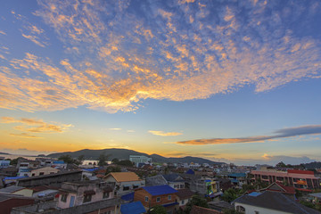 Fototapeta na wymiar Top view of Songkhla province Thailand in evening