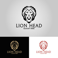 Lion Head logotype. Three version. Easy to change color, size and text. 