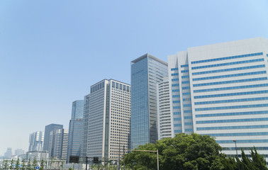 東京風景　品川駅と高層ビル群