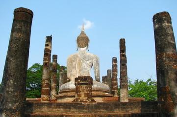 Old Buddha statue in temple in Thailand. World Heritage Site