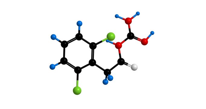 Guanfacine (Tenex) - molecular structure, 3d rendering