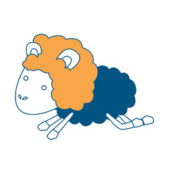sheep animal jumping color section silhouette on white background