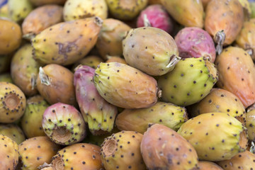 Ripe cactus fruits taken off close-up