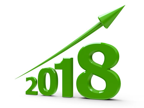 Green arrow up with 2018