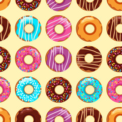 Seamless background with colorful donuts