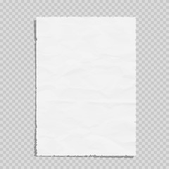 Empty white paper sheet crumpled - obrazy, fototapety, plakaty