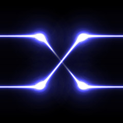 Laser beam glowing geometric shape. Neon effect vector illustration