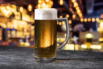 glass of beer on table