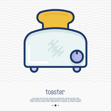 Toaster thin line icon. Simple vector illustration of home appliance.