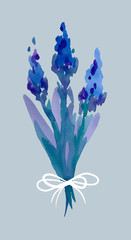Bouquet of lavender flowers in watercolors