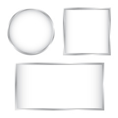 White Glass Buttons with Chrome Frame Set Isolated