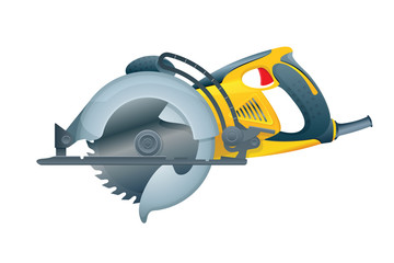 Naklejka premium Manual circular saw on white background. Vector illustration