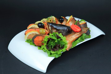 Baked fish. Elegant serving.