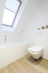 Stylish attic bathroom in white