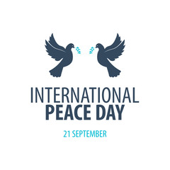 International Peace Day logo or emblem. 21 September. Vector illustration.