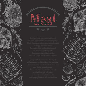 Background with different meat products