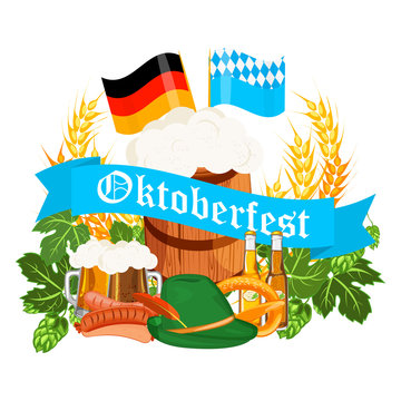 Oktoberfest design background beer festival vector banner bavarian design illustration.