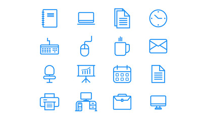 Office Flat Single line minimalist Icon Set