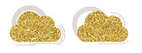 Set of creative cloud with golden glitter texture