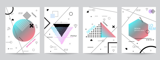 Set of minimalist covers design with geometric forms